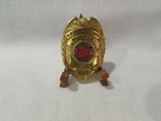 Vintage Real Usmc Military Police Badge 4301 Gold Plated Made By Blackington