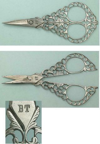 Ornate Antique Steel Embroidery Scissors Italian Circa 1890 2