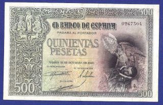 Uncirculated 500 Pesetas 1940 Banknote From Spain Rare