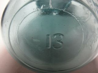 Vintage Ball Blue Glass Perfect Mason 1910 - 1923 era 13 PINT jar with zinc lid 3