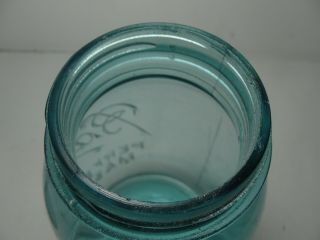 Vintage Ball Blue Glass Perfect Mason 1910 - 1923 era 13 PINT jar with zinc lid 6