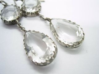 ANTIQUE GEORGIAN VICTORIAN NATURAL ROCK CRYSTAL AND SILVER LONG DROP EARRINGS 10