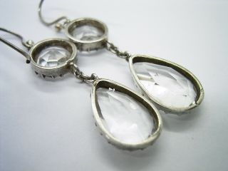 ANTIQUE GEORGIAN VICTORIAN NATURAL ROCK CRYSTAL AND SILVER LONG DROP EARRINGS 4