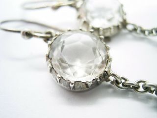 ANTIQUE GEORGIAN VICTORIAN NATURAL ROCK CRYSTAL AND SILVER LONG DROP EARRINGS 9