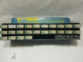 Vintage G.  C.  Stackpole 60 Line Carbon Resistor Display Cabinet W/ 2w Resistors