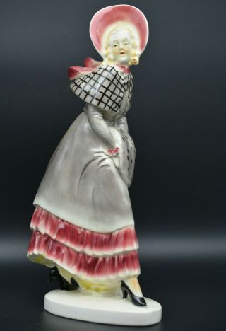 Fantastic Art Deco Figurine Lady With Muff Probably Katzhutte Or Cortendorf 12 "