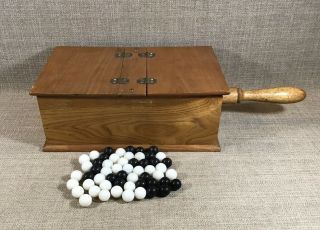 Vintage Wooden Masonic Freemason Black Ball Voting Ballot Box