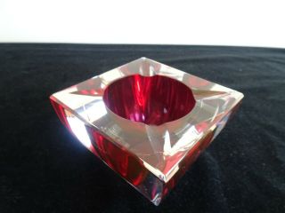 Vintage Belgium Val St Lambert Clear To Ruby Crystal Ashtray