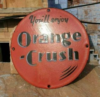 1930 ' s Old Antique Vintage Very Rare Orange Crush Porcelain Enamel Sign Board 11
