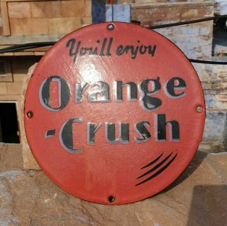 1930 ' s Old Antique Vintage Very Rare Orange Crush Porcelain Enamel Sign Board 2