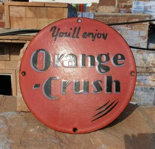 1930 ' s Old Antique Vintage Very Rare Orange Crush Porcelain Enamel Sign Board 3