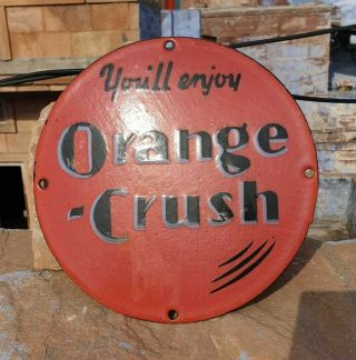 1930 ' s Old Antique Vintage Very Rare Orange Crush Porcelain Enamel Sign Board 6