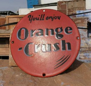 1930 ' s Old Antique Vintage Very Rare Orange Crush Porcelain Enamel Sign Board 7