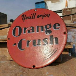 1930 ' s Old Antique Vintage Very Rare Orange Crush Porcelain Enamel Sign Board 8