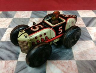 Vintage Marx Toys Tin Litho Wind Up Indy Race Car 5 - Rare Well
