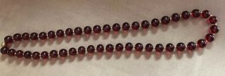 110 Grams Vintage Large Round Baltic Cherry Brown Amber Beads 30 " Necklace