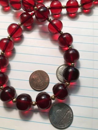 110 Grams Vintage Large Round Baltic Cherry Brown Amber Beads 30 
