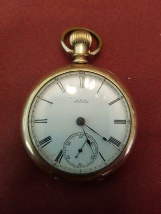 Vintage Antique Pocket Watch A.  W.  Co Waltham For Repair Or Parts