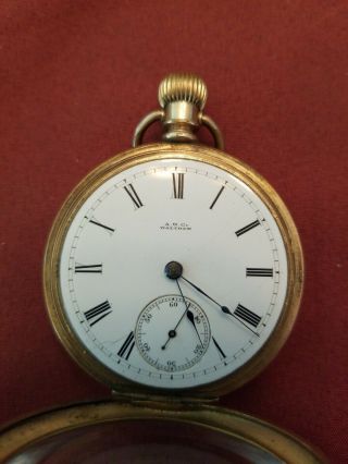 VINTAGE ANTIQUE POCKET WATCH A.  W.  CO WALTHAM FOR REPAIR OR PARTS 8