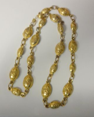 Vintage Kjl Kenneth J Lane Stunning Gold Tone Egyptian Revival Scarab Necklace