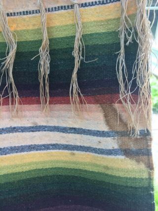 Vintage Mexican Saltillo Blanket Cactus Fiber Serape Antique Striped Bedspread 5