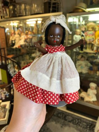 Vintage Black Americana Nancy Ann Storybook Doll Topsy Bisque Jointed Legs Cute