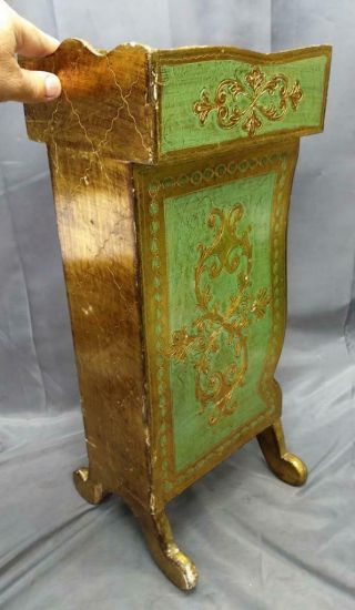 Old Vintage Italian Wood Florentine Telephone Table Stand Italy Mid Century Mcm