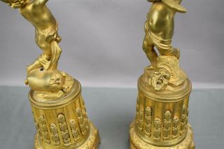 Antique Gold Brass Bronze French Ormolu Cherub Candelabra Pair Ornate 3 arm 10