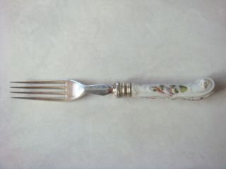 Very Rare 18th Century Derby Porcelain Fork - Rococo With Exotic Birds C1775