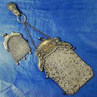 Antique Gorham Silver Chainmail Purse B1020m For Restoration W/small Coin Purse
