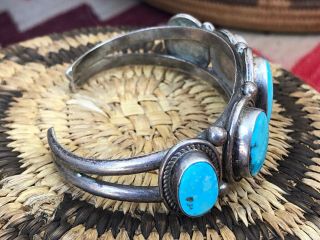 Vintage Southwestern Navajo Cuff Bracelet Turquoise & Sterling Silver 8
