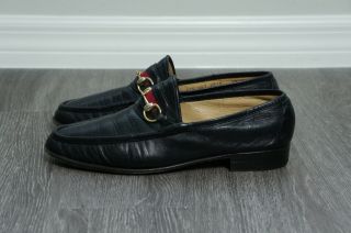 Vintage Gucci Horsebit Black Leather Loafers 110 097 0010 Sz.  45