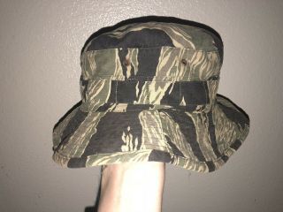 Vintage Vietnam War Tiger Stripe Camo Boonie Bucket Hat Cap Special Forces Usmc