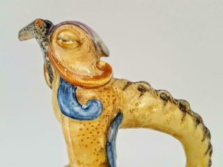 Rare Antique Cantagalli Majolica Trefoil Grotesque Bird Art Pottery Bowl Figure 6