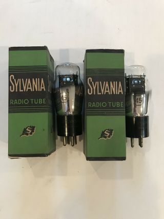Two Vintage Sylvania 45 Radio Tubes - Old Stock - Test Good