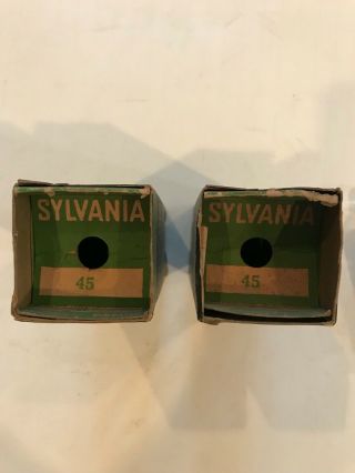 TWO VINTAGE SYLVANIA 45 RADIO TUBES - OLD STOCK - Test Good 5