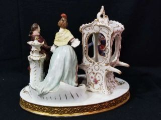 ANTIQUE COURTING COUPLE PORCELAIN FIGURAL GROUP,  