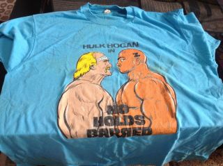 Vintage 1989 Signed Hulk Hogan Promo Tee Shirt No Holds Barred.  Size Xl