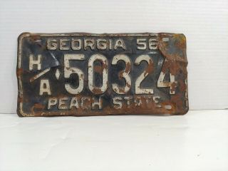 Vintage 1956 Georgia Peach State Automobile License Plate Tag H/a 50324