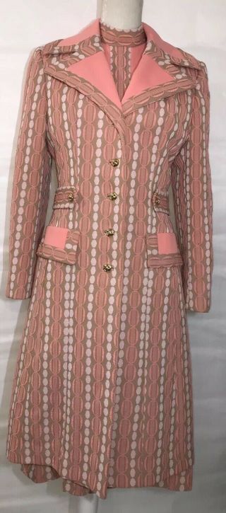 Vintage Lilli Ann Knit Union Made 2 Piece Long Jacket & Dress Retro Multi Color 2