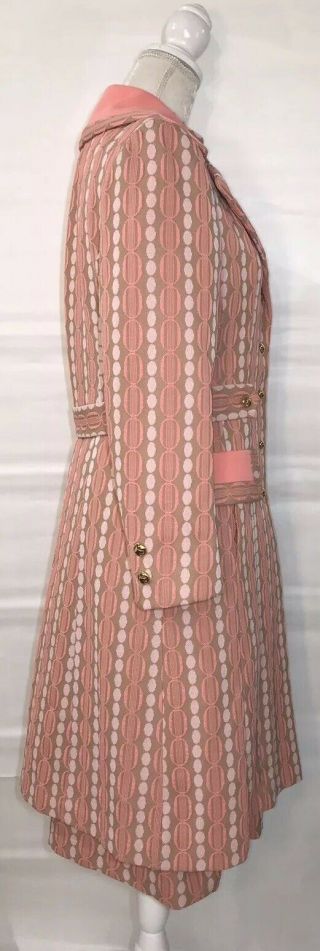 Vintage Lilli Ann Knit Union Made 2 Piece Long Jacket & Dress Retro Multi Color 3