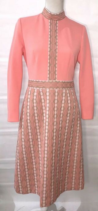 Vintage Lilli Ann Knit Union Made 2 Piece Long Jacket & Dress Retro Multi Color 6