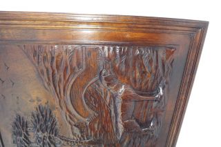 French Black Forest Hand Carved Wood Wall Panel Dog Hunt Theme n°1 4