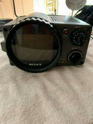 Vintage Sony Transistor Portable Black And White Tv Tv - 511 - And