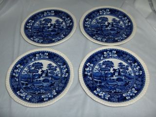 Vintage Copeland Spode Blue Tower China 4 Bread Plates Gadroon Older