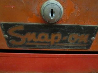 Vintage Snap On toolbox 2 drawer locking stacking mid section red hot rod 11
