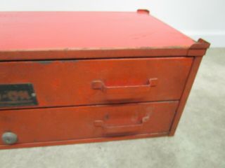 Vintage Snap On toolbox 2 drawer locking stacking mid section red hot rod 4