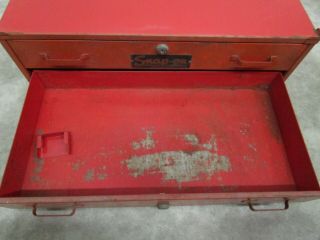 Vintage Snap On toolbox 2 drawer locking stacking mid section red hot rod 9