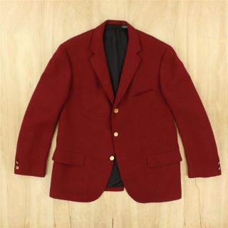 Vtg 50s 60s Lanham Dark Red Wool Blazer Jacket Size 41 - 42 Prep Ivy Trad Usa