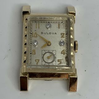 Vintage Bulova 10k Rolled Gold Plate Diamond Dial Watch